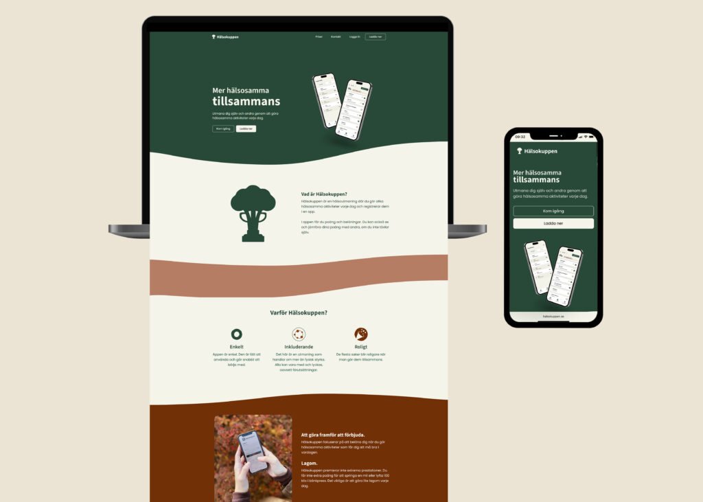 En skärmbild på webbplatsen www.halsokuppen.se